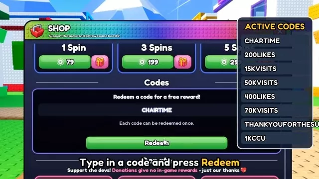 Enter a code in the Codes box and press Redeem.