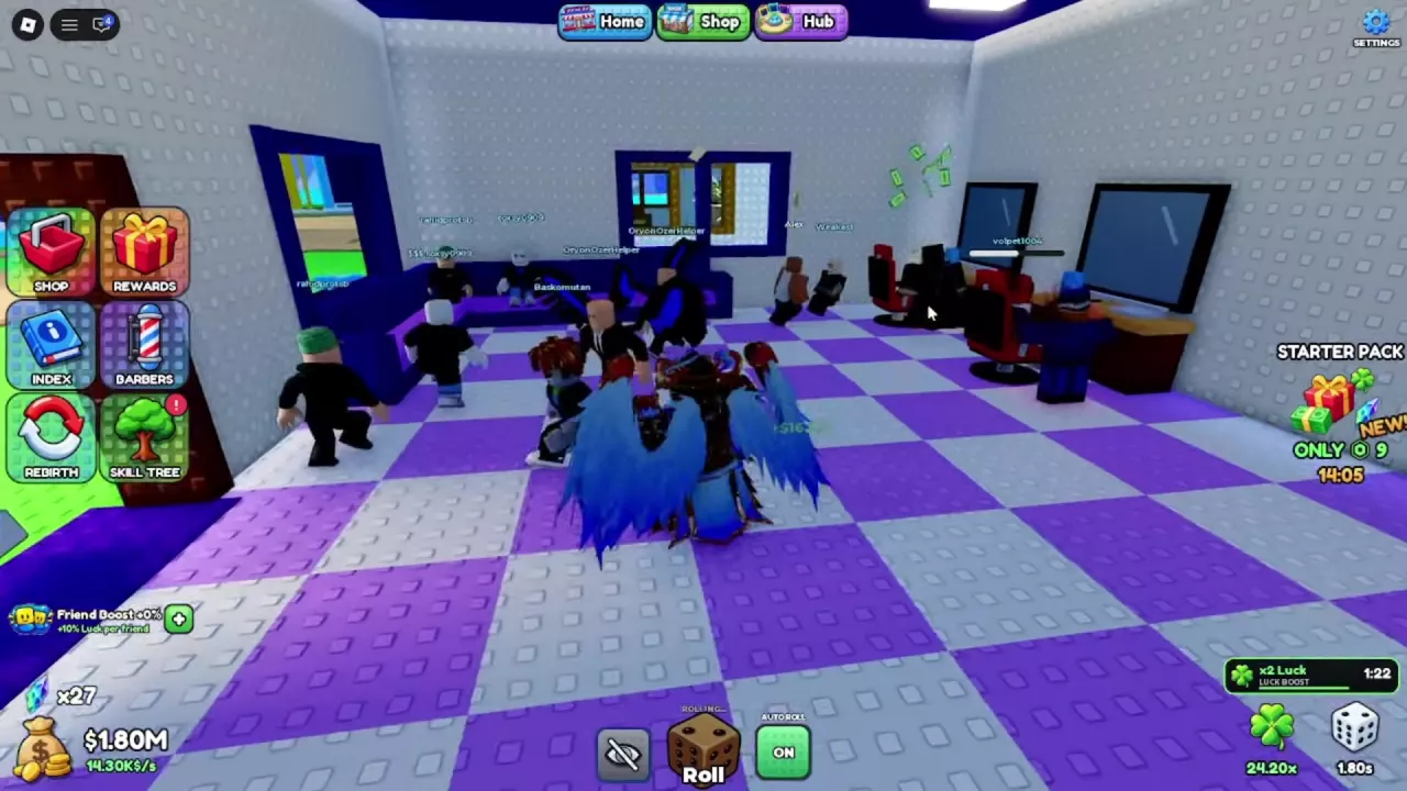 Barbers serving customers in the shop while Auto Roll is ON.