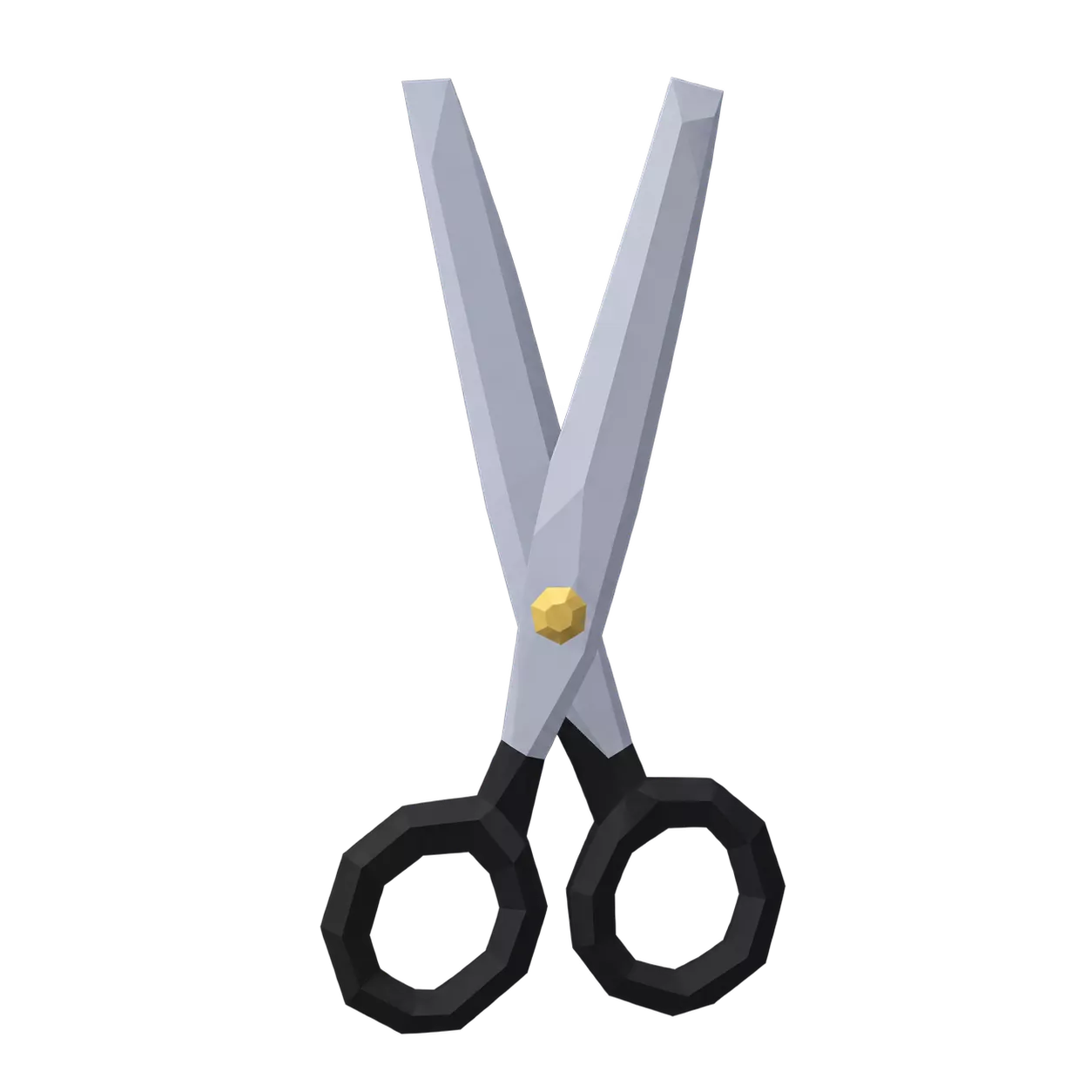 Steel Scissors with silver blades and black finger loops.